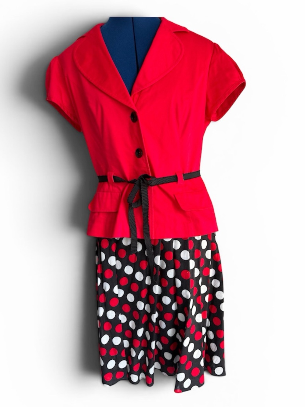 Studio I Red Black and White skirt suit